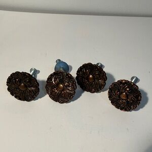 Ornate Brown Floral Drawer Knobs